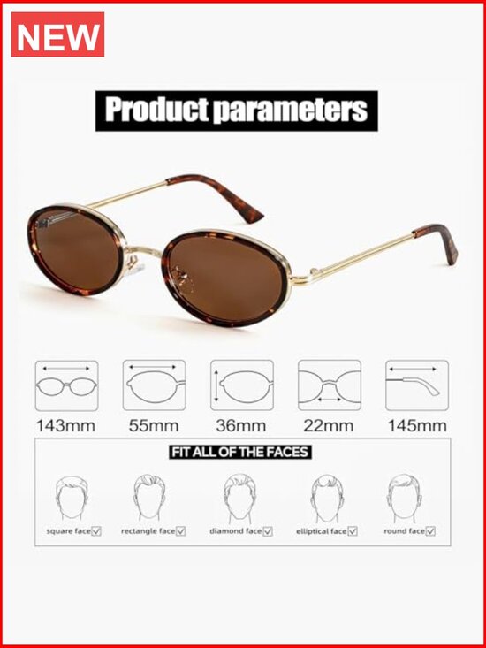 Retro Oval Sunglasses for Women 90s Small Gold Frame Lightweight Cute Chic main image 7